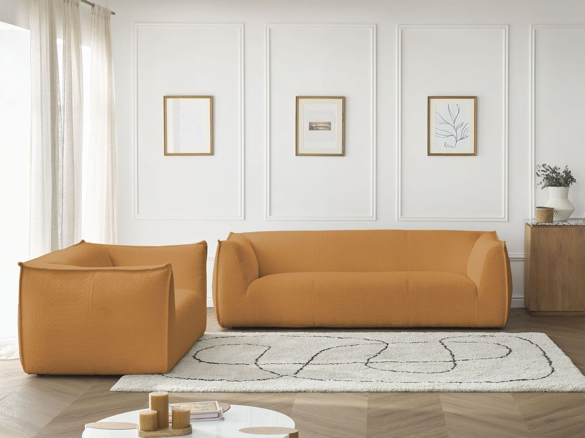 Bobochic Giorgia Sofa 5-Sitzer 412 × 100 cm Bouclé-Stoff Gelb