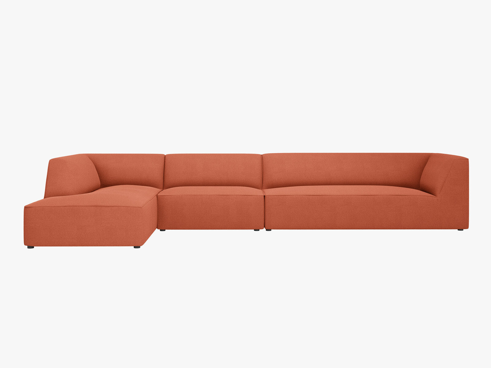Micadoni Ecksofa Ruby 5-Sitzer Links Strukturierter Stoff Koralle