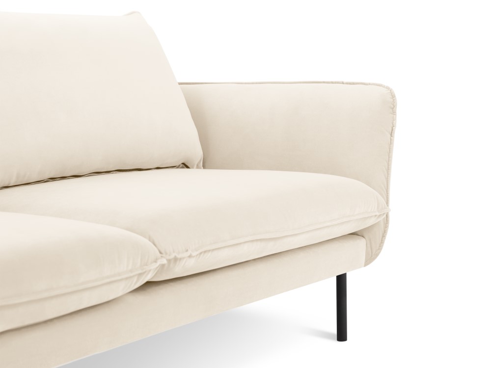 Cosmopolitan Design Sofa Vienna 2-Sitzer Samt Bluvel Helles Beige Beine Schwarzes Metall