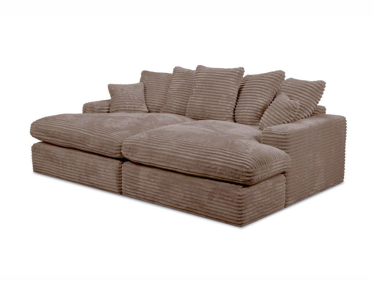 Bobochic Nevada Sofa 3-Sitzer 226 × 150 cm Breitcord weich Taupe