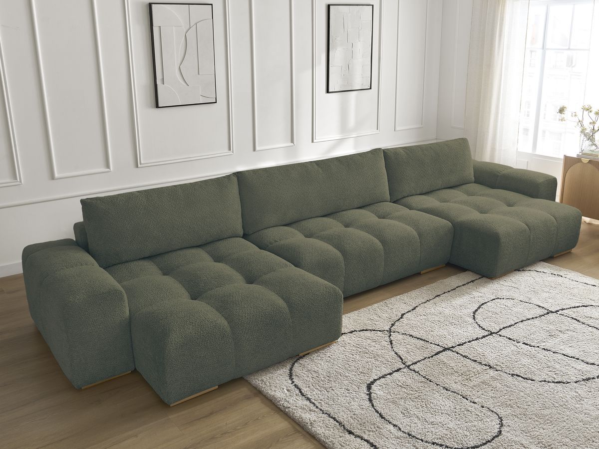 Bobochic Anakin Wohnlandschaft, 3 Kissen Bouclé-Stoff Grün