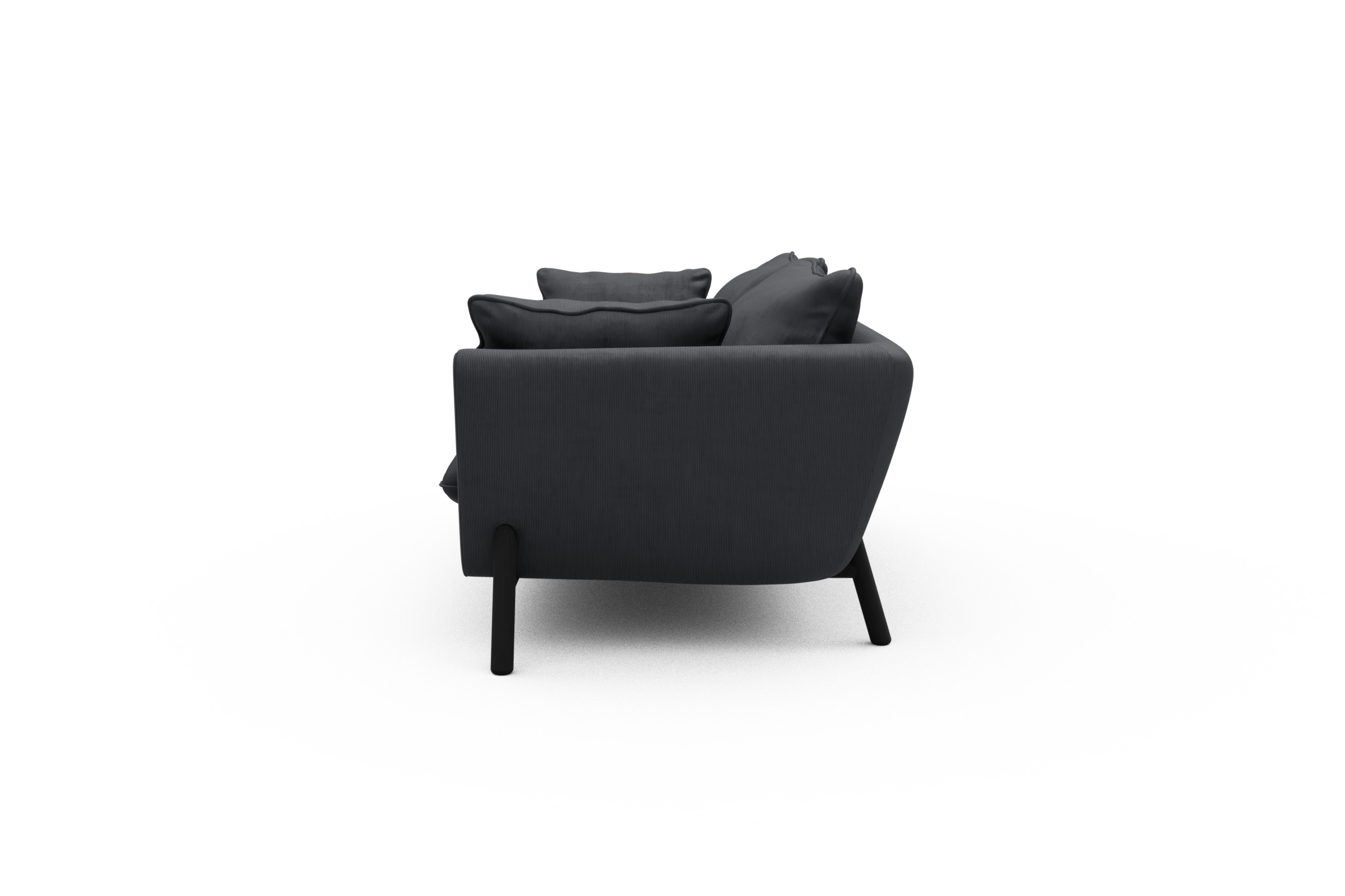 Sofa Emil PREMIUM 2-Sitzer Beinfarbe Eiche Schwarz Cordufine-Slate-Grey