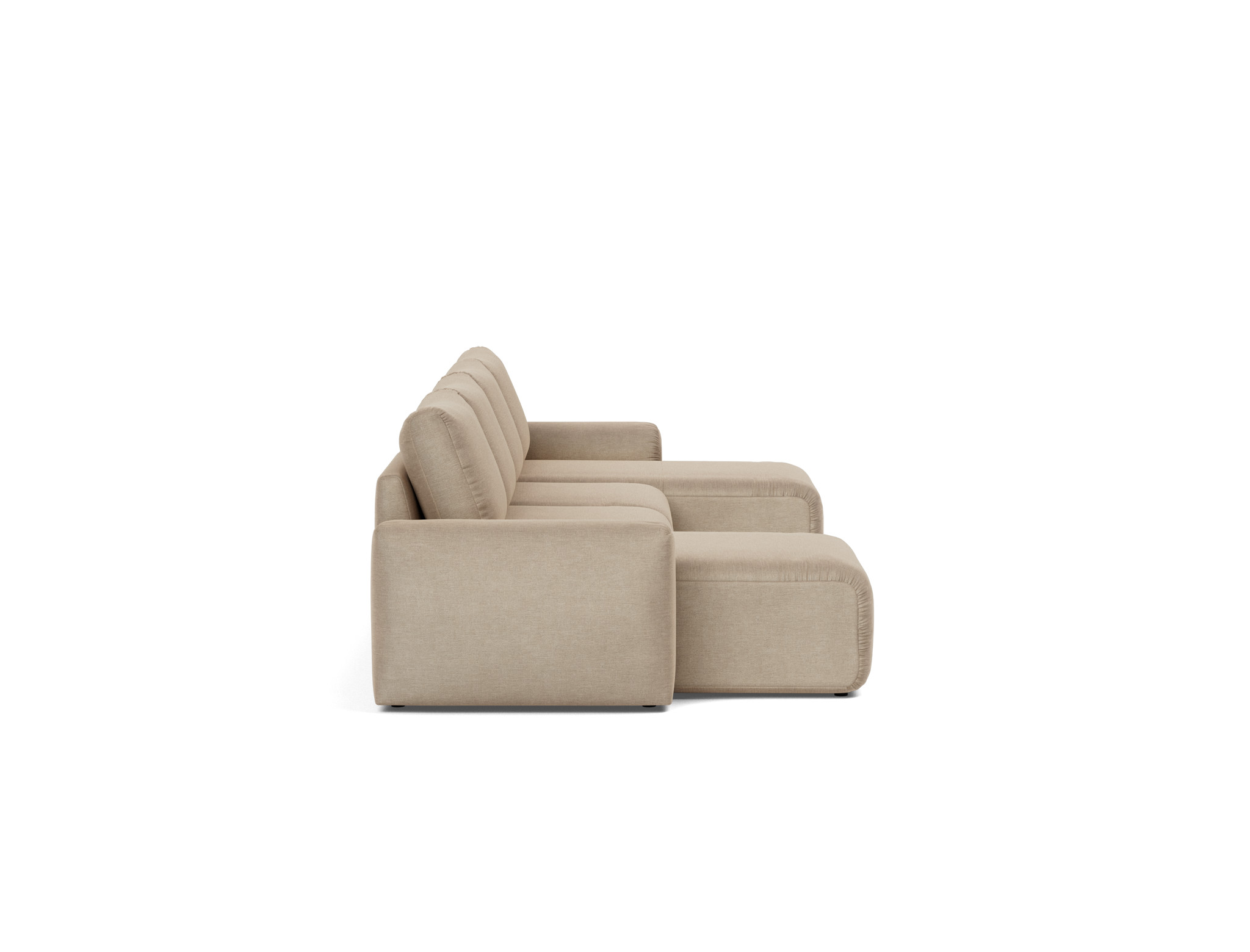 Schlafsofa Norum U-Form mit Chunky-Armlehnen Flachgewebe Phobos 587-Mocha