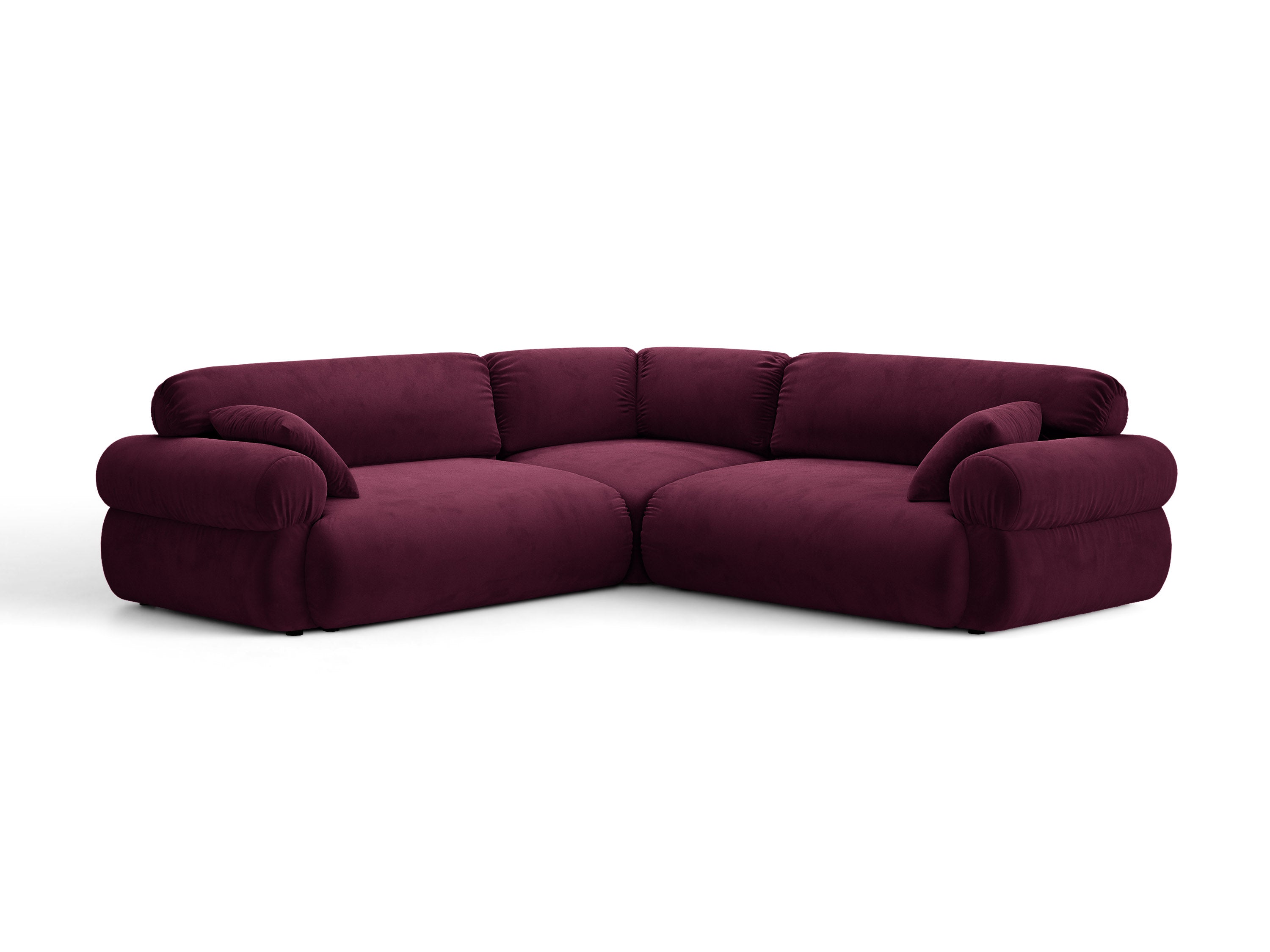 Micadoni Ophelia Symmetrisches Ecksofa Samt Venus Burgundfarben