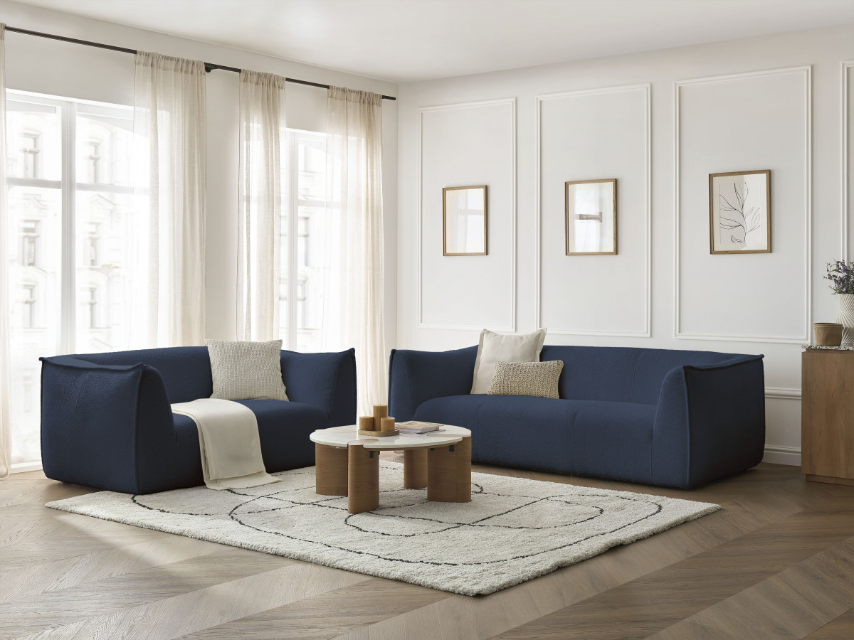 Bobochic Giorgia Sofa 5-Sitzer 412 × 100 cm Bouclé-Stoff Dunkelblau