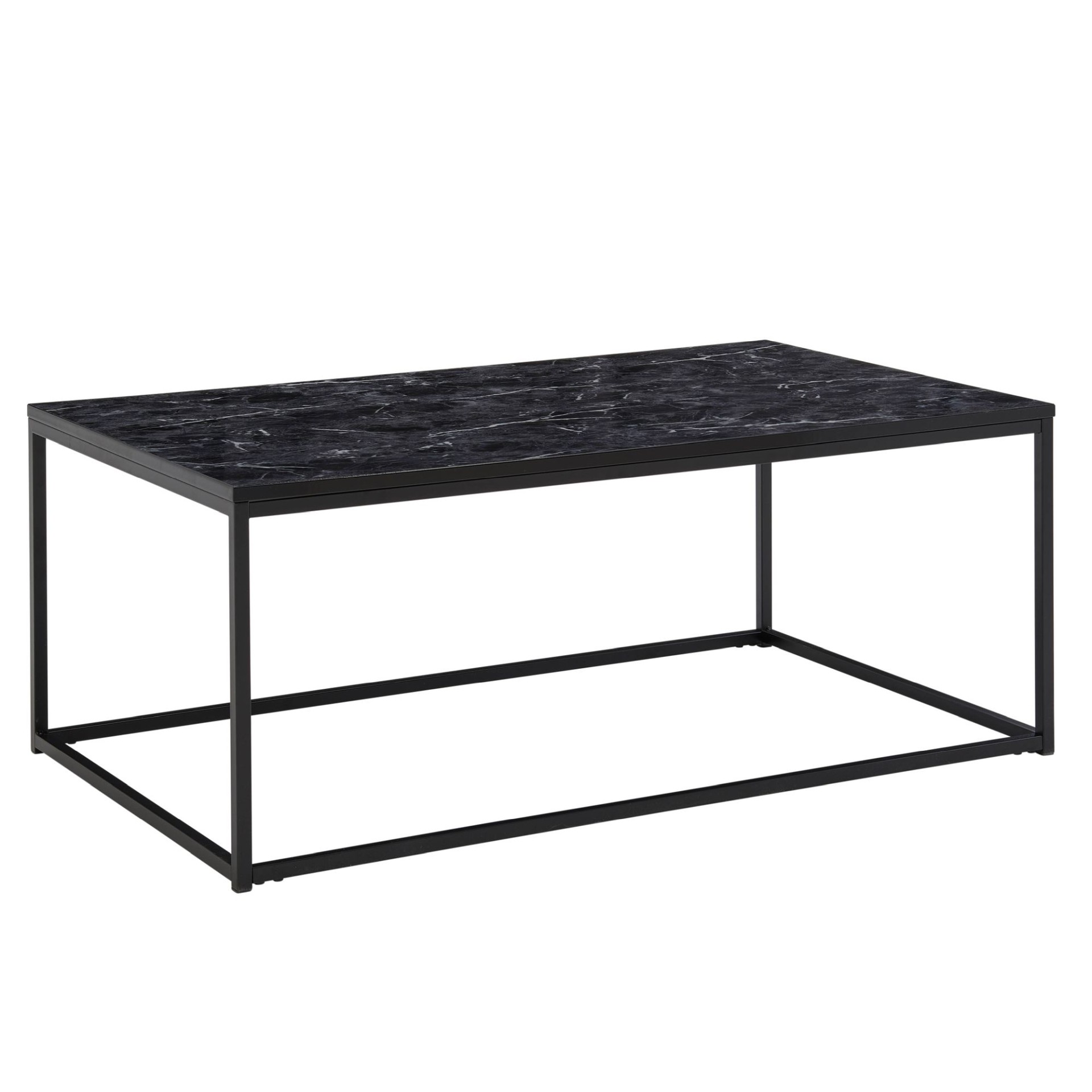 Couchtisch Gloppen Marmoroptik Schwarz 100 × 60 × 40 cm