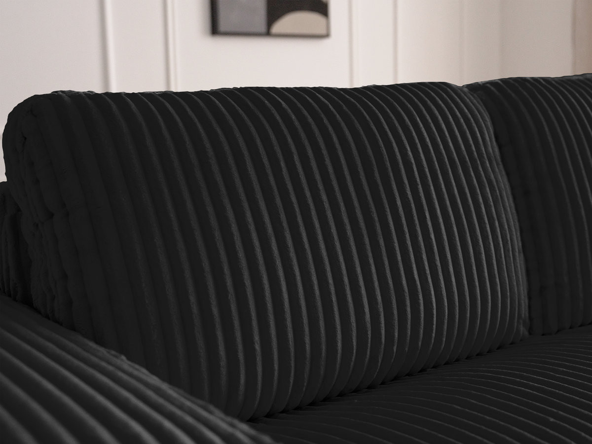 Bobochic Ibiza Schlafsofa 3-Sitzer Cordsamt Schwarz, Liegefläche 140 × 196 cm