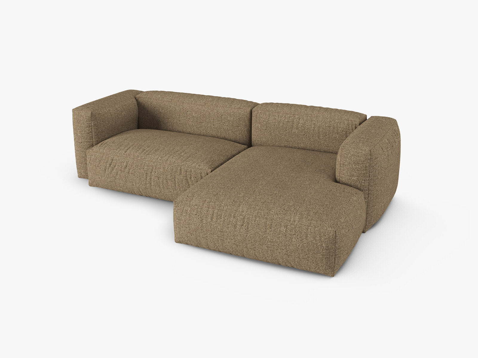 Micadoni Ecksofa Martina 2-Sitzer 90cm Sitztiefe Rechts Boucle Monet Cappuccino