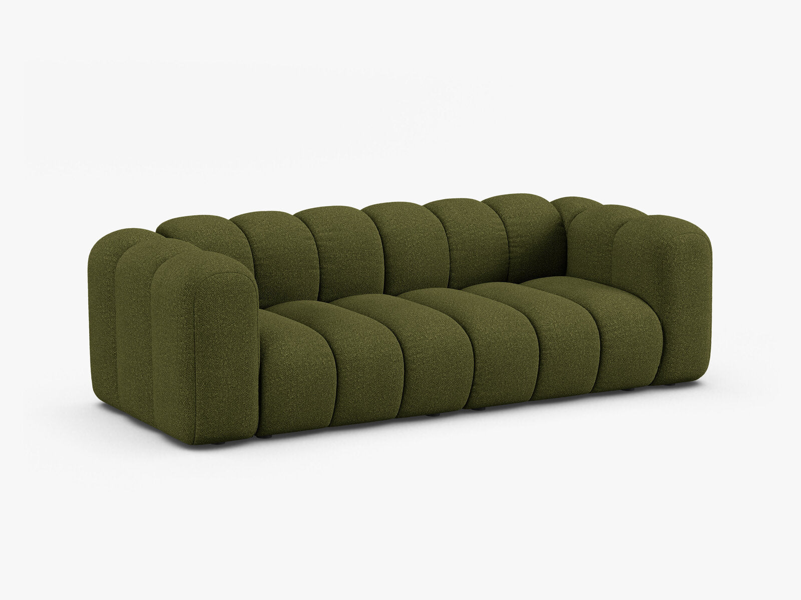 Micadoni Sofa Lupine 3-Sitzer Boucle Baloo Dunkel-Olivgrün