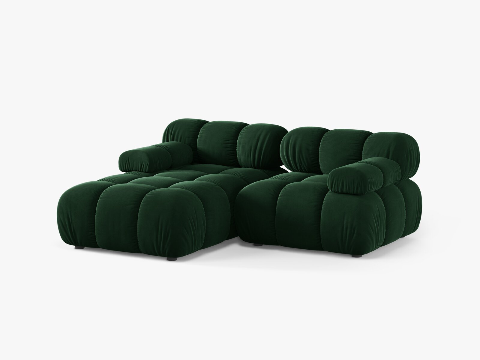 Micadoni Modulares Ecksofa Bellis 3-Sitzer Links Samt Bluvel Flaschengrün