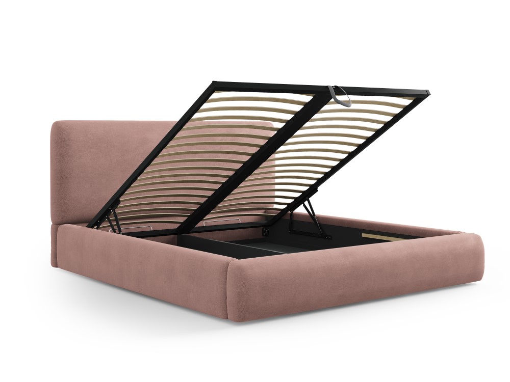 Cosmopolitan Design Stauraumbett mit Kopfteil Colonel 160x200 Chenille Rebel Rosa