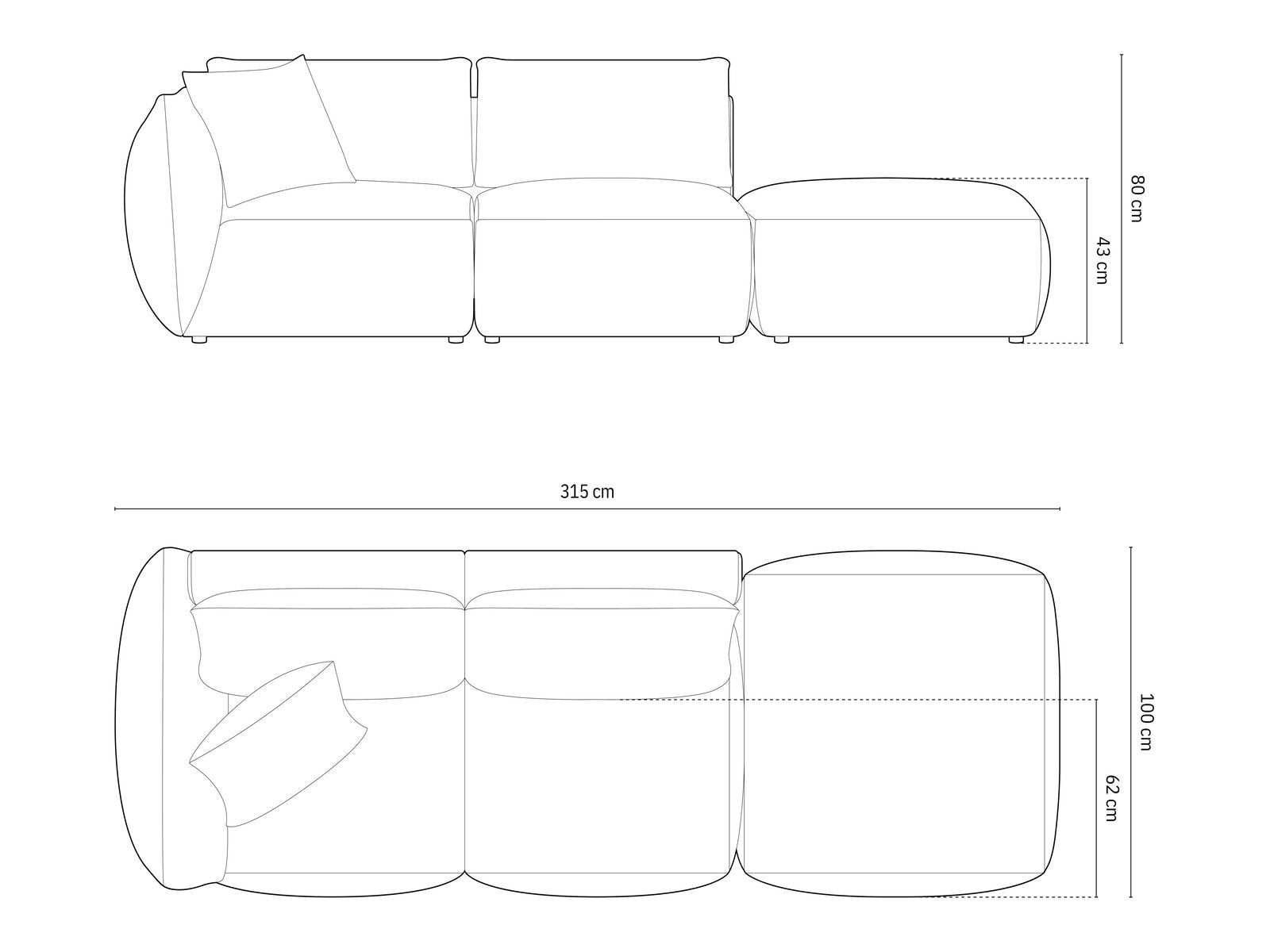 Micadoni Modulares Sofa Chris 3-Sitzer Rechts Samt Terrakotta