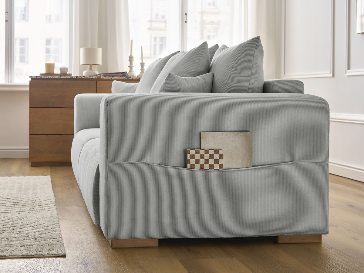 Bobochic Sidonie Sofa 3-Sitzer Cordsamt Hellgrau