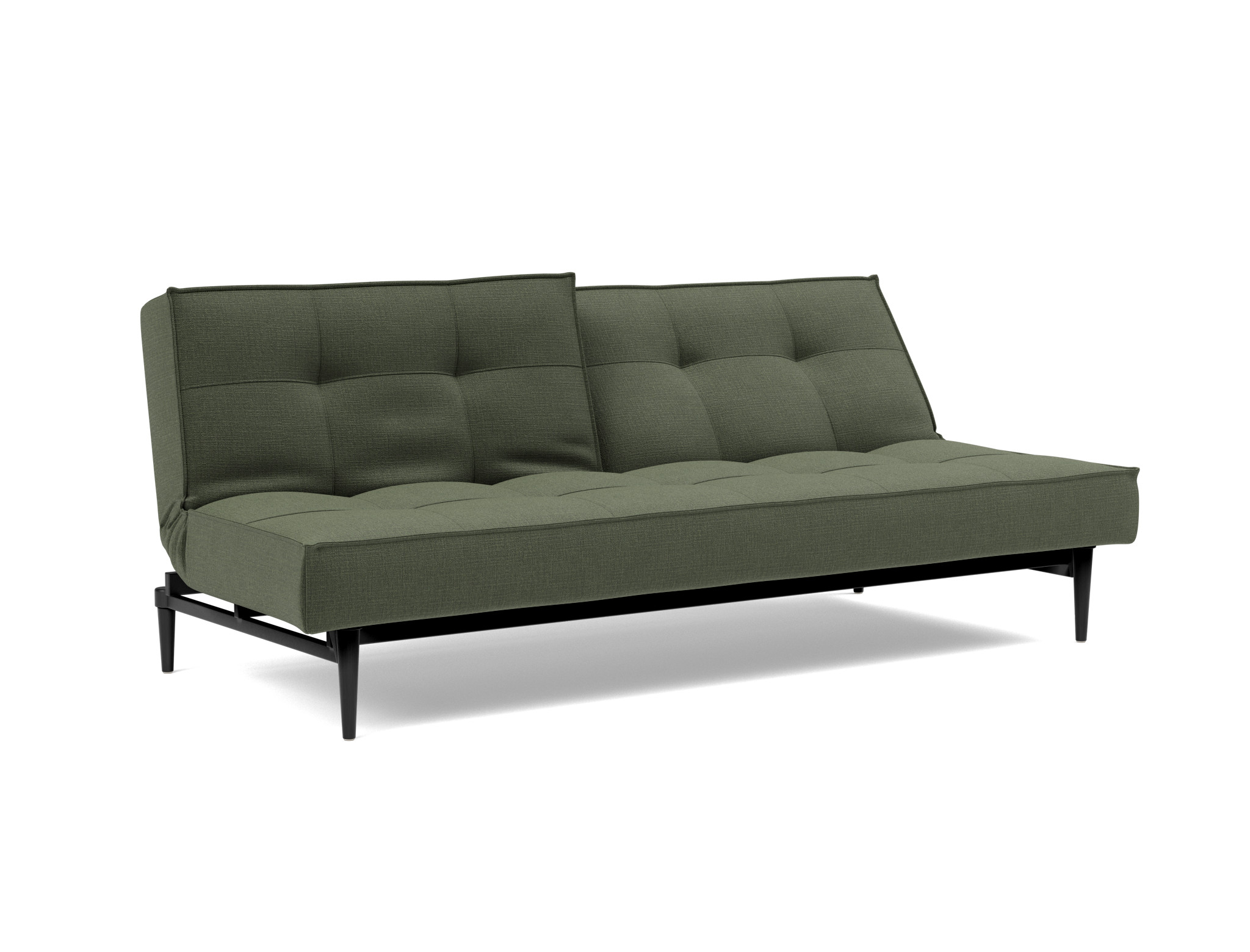 Schlafsofa Splitback Chenille Esina 413-Olive-Green Beine Styletto Eiche schwarz