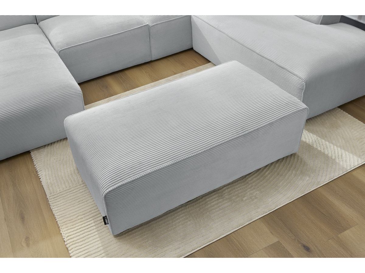 Bobochic Megeve Wohnlandschaft mit Pouf Cordsamt Hellgrau Ecke links