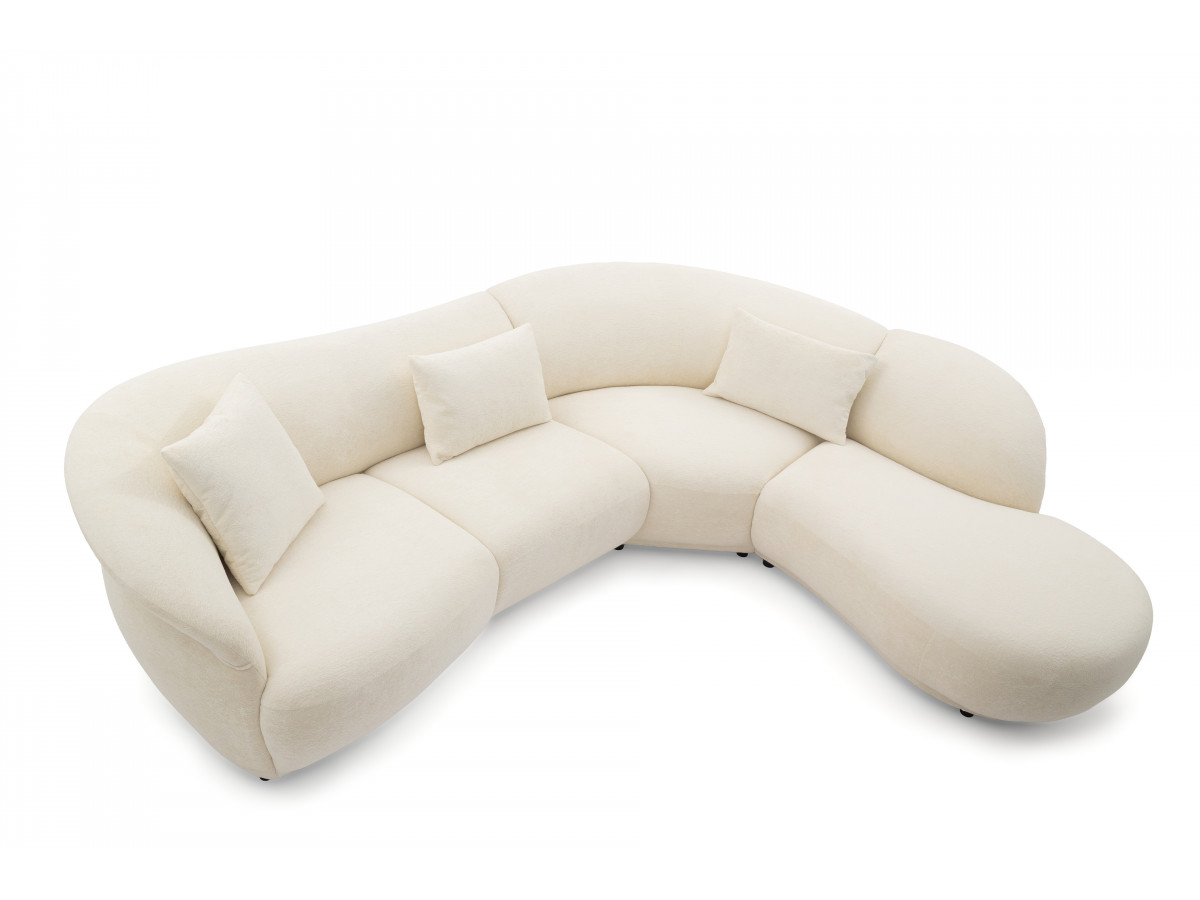 Bobochic Nora Ecksofa Chenille Weiß Ecke rechts