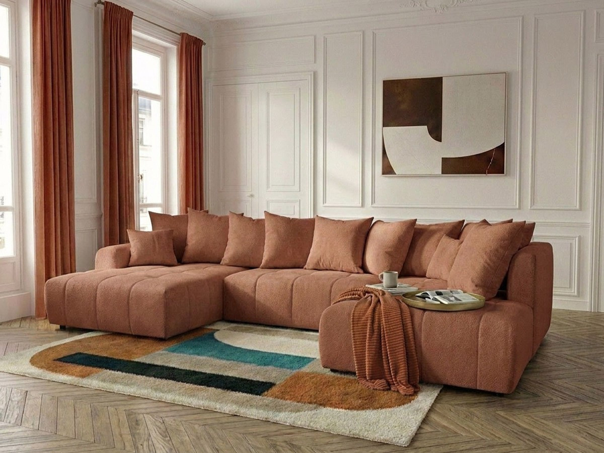 Bobochic Roxelane Wohnlandschaft Melange-Stoff Orange Ecke links