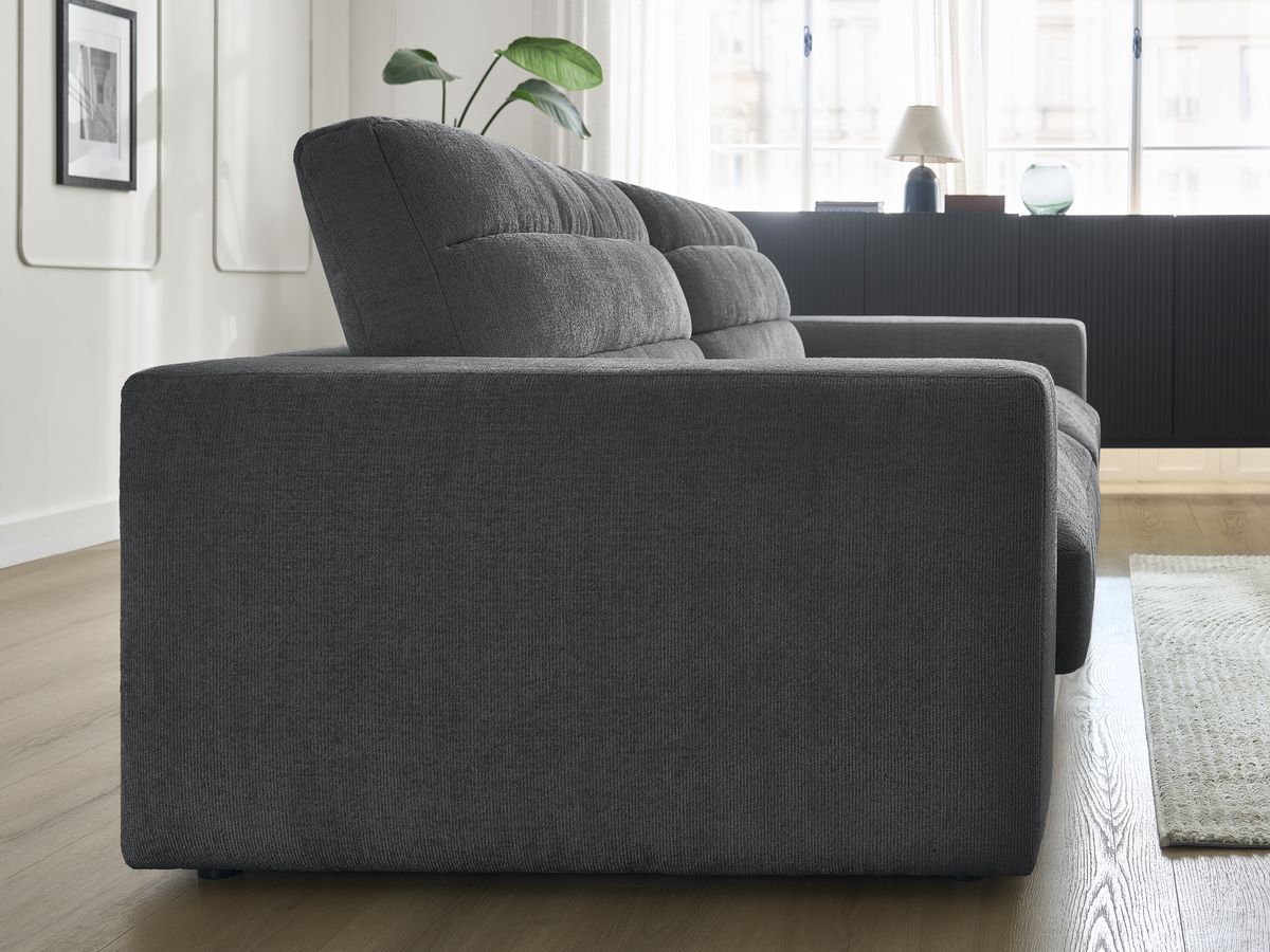 Bobochic Sierra Sofa 3-Sitzer Strukturstoff Dunkelgrau
