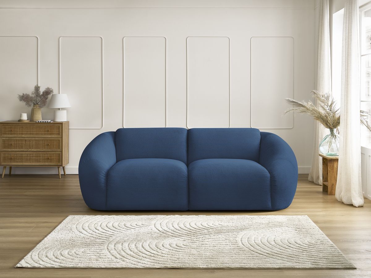 Bobochic Tina Sofa 2-Sitzer Cordsamt Dunkelblau