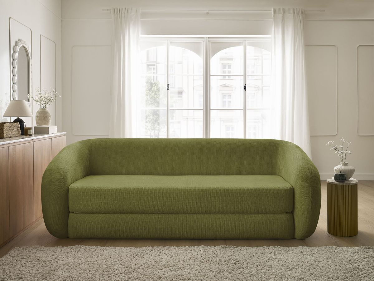 Bobochic Neyo Schlafsofa 3-Sitzer Stoff Grün
