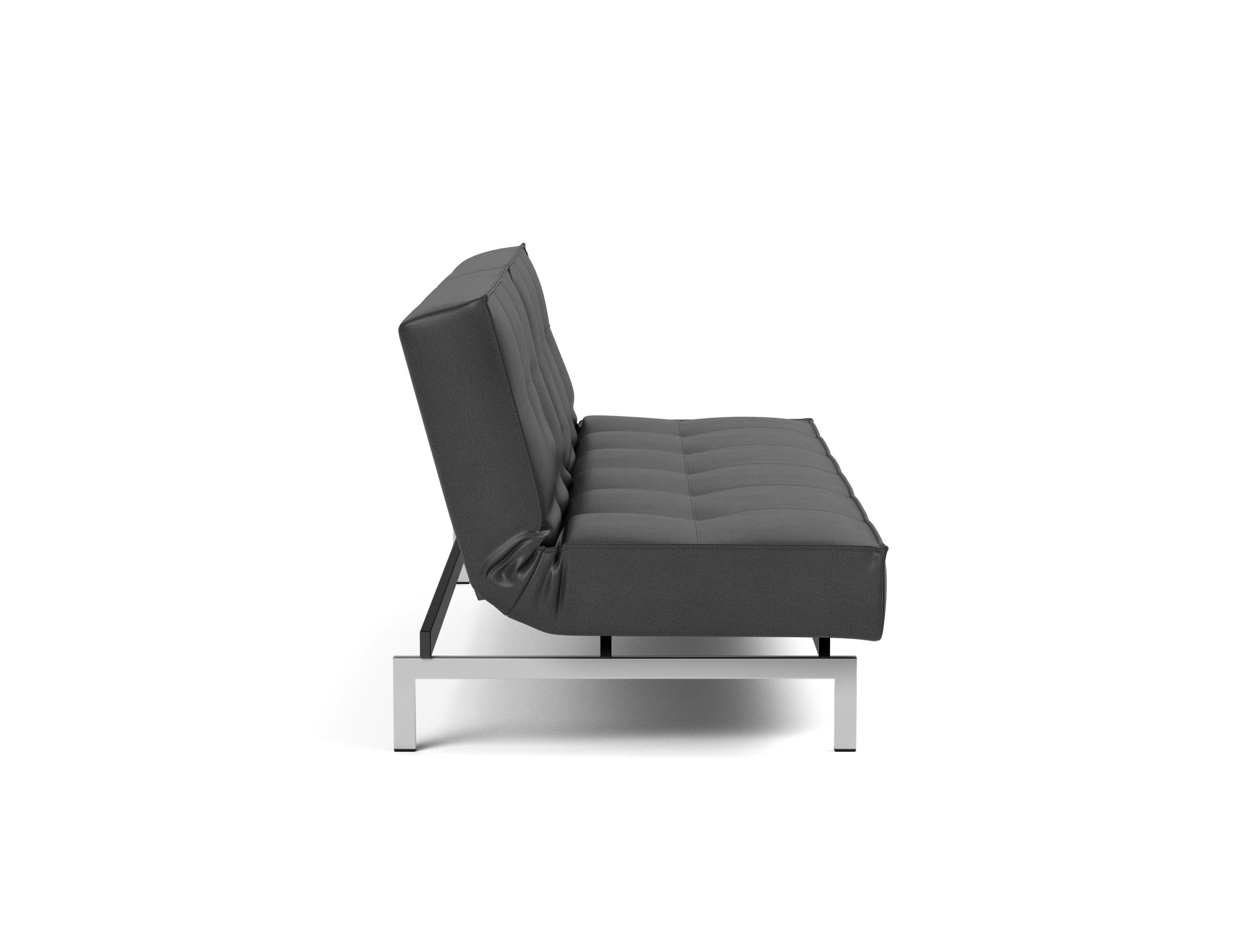 Schlafsofa Splitback Lederoptik Faunal 550-Black Beine Chrom