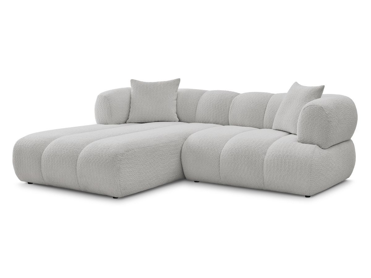 Bobochic Pamira Ecksofa Bouclé-Stoff Hellgrau Ecke links