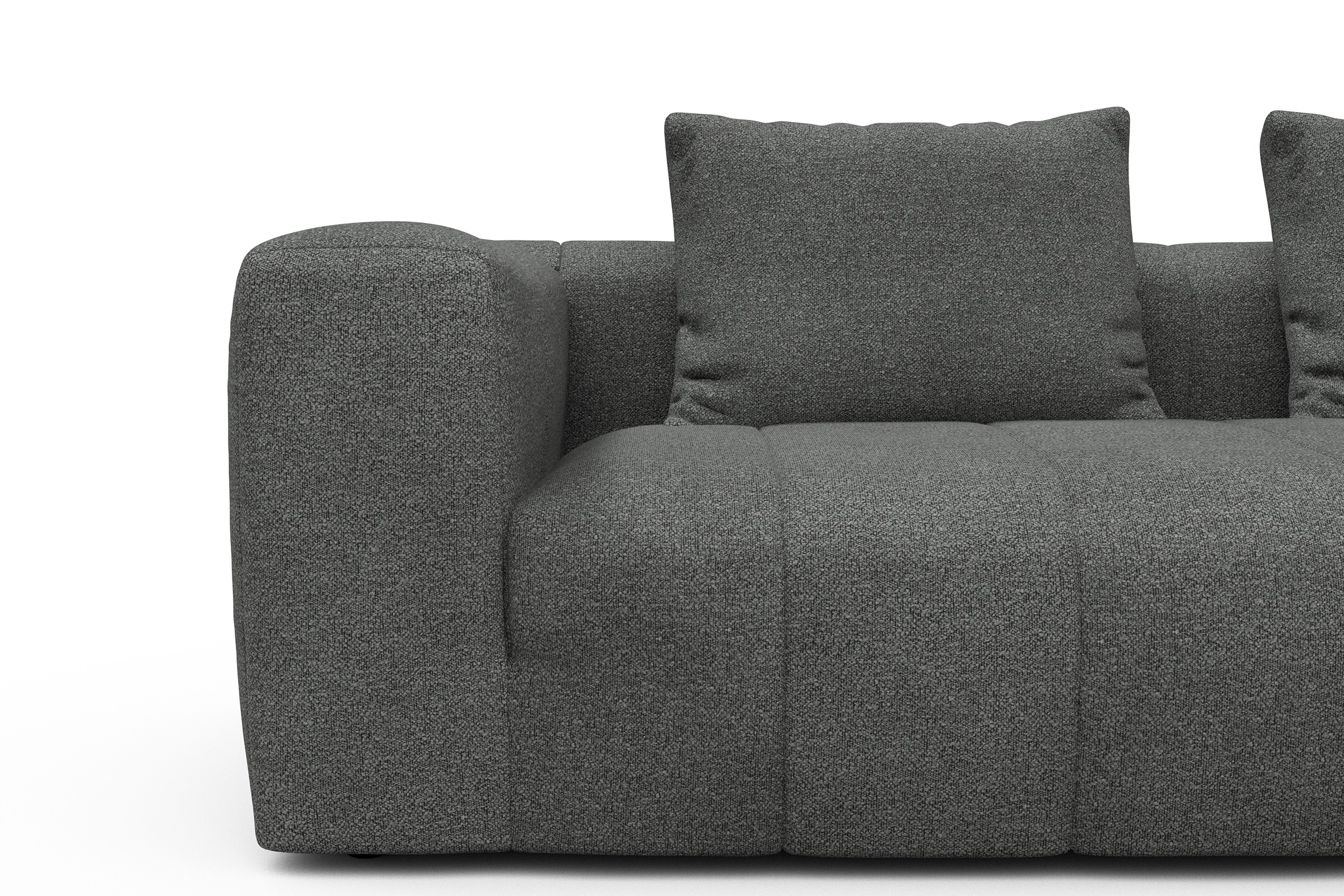 Ecksofa Hugo 2x 2,5-Sitzer Armlehne links Boucle-Ash-Grey