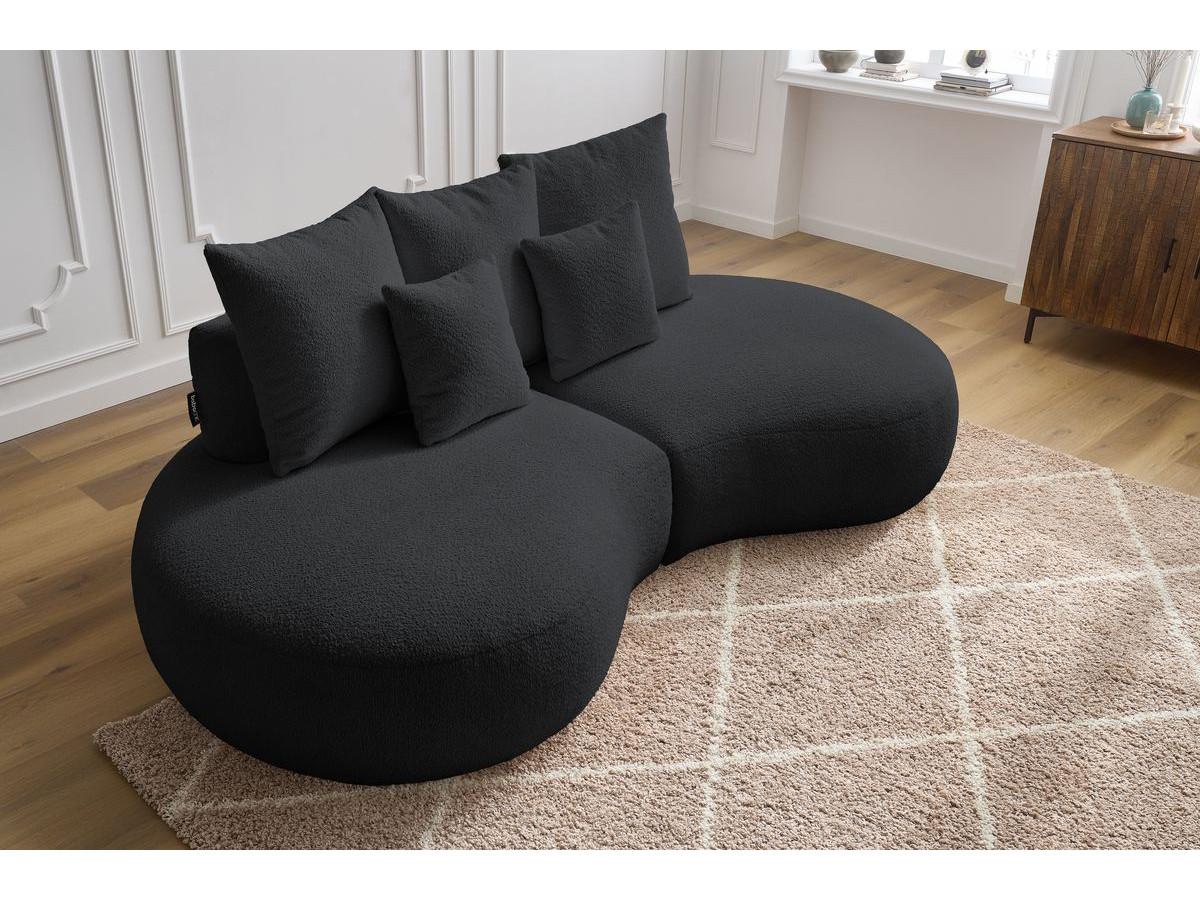 Bobochic Saint-germain Sofa 3-Sitzer Bouclé-Stoff Dunkelgrau