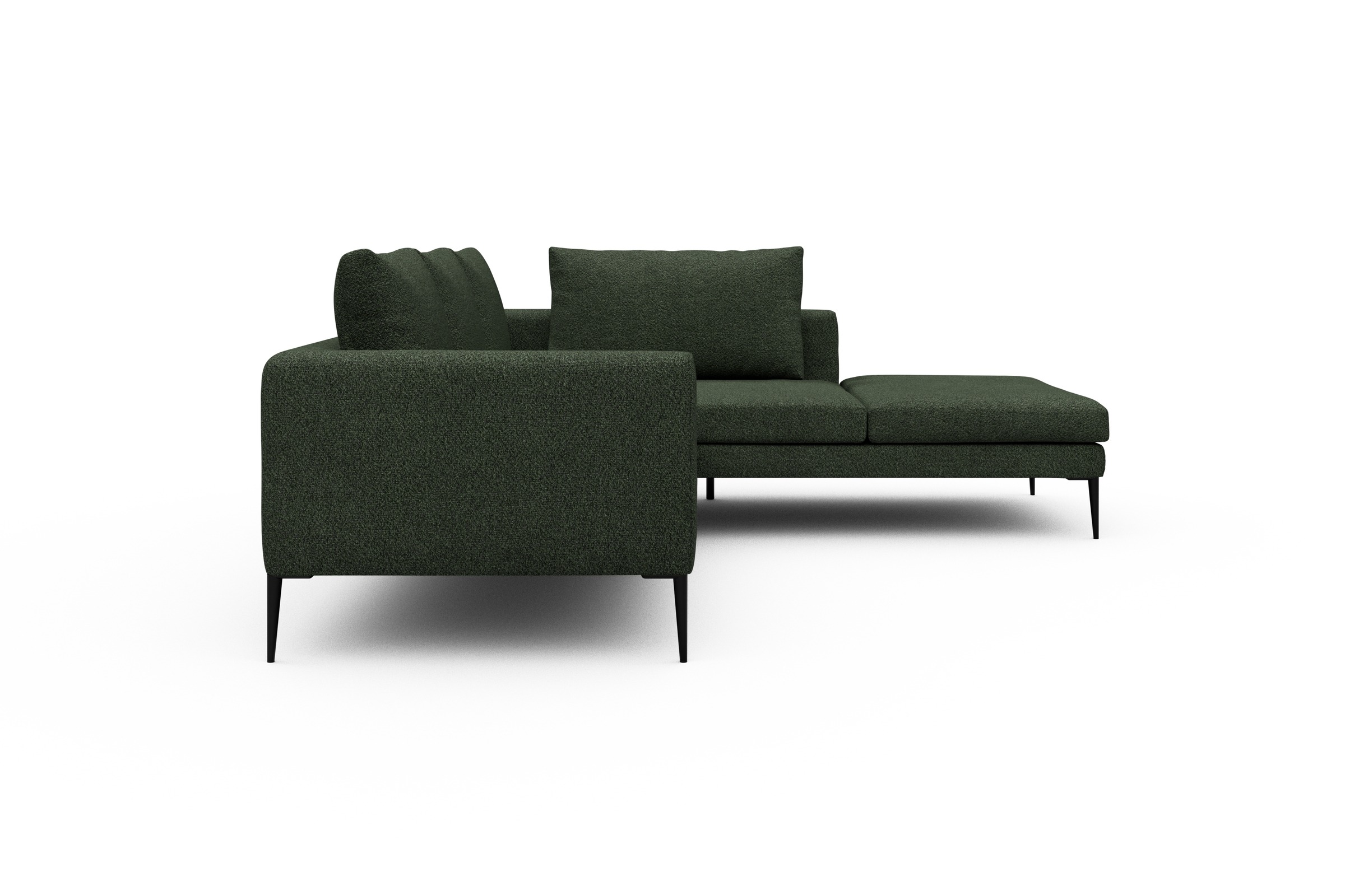 Ecksofa Paul Relax-Ecke rechts mit 2-Sitzer Vanora-Deep-Green