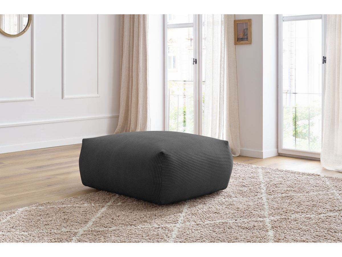 Bobochic Voltaire Pouf 106 × 90 cm Cordsamt Dunkelgrau