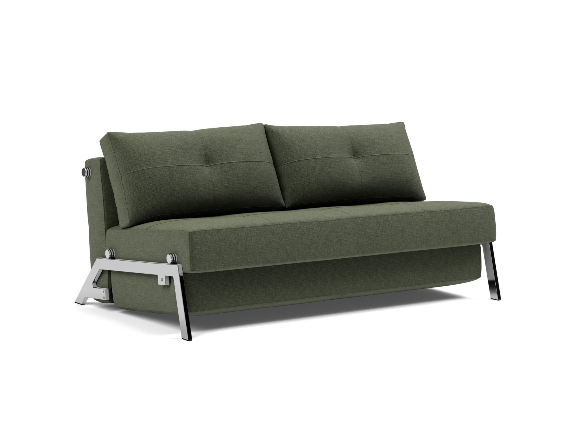Schlafsofa Cubed 160 Chenille Esina 413-Olive-Green Beine Chrom