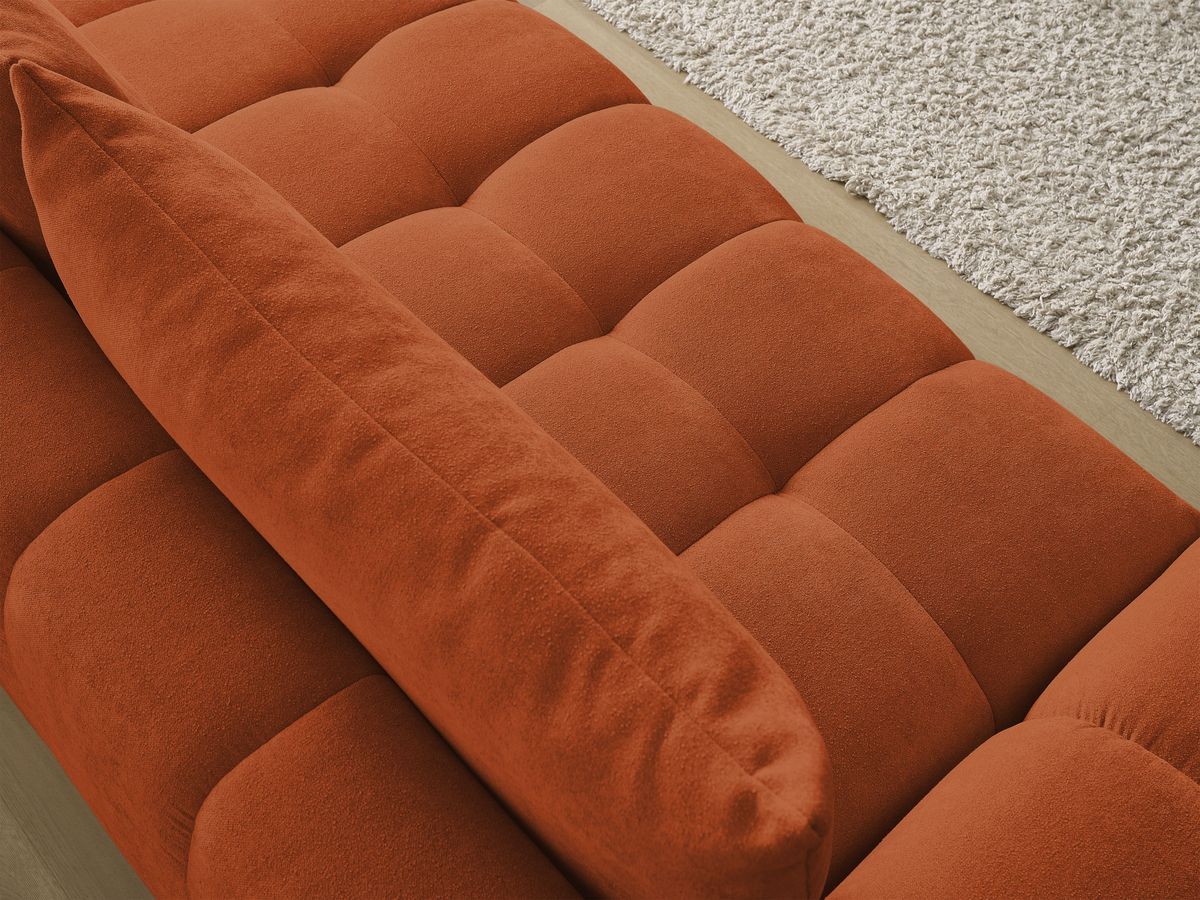 Bobochic Everest Schlafsofa 3-Sitzer mit Bettkasten, 2 Kissen Strukturstoff Orange