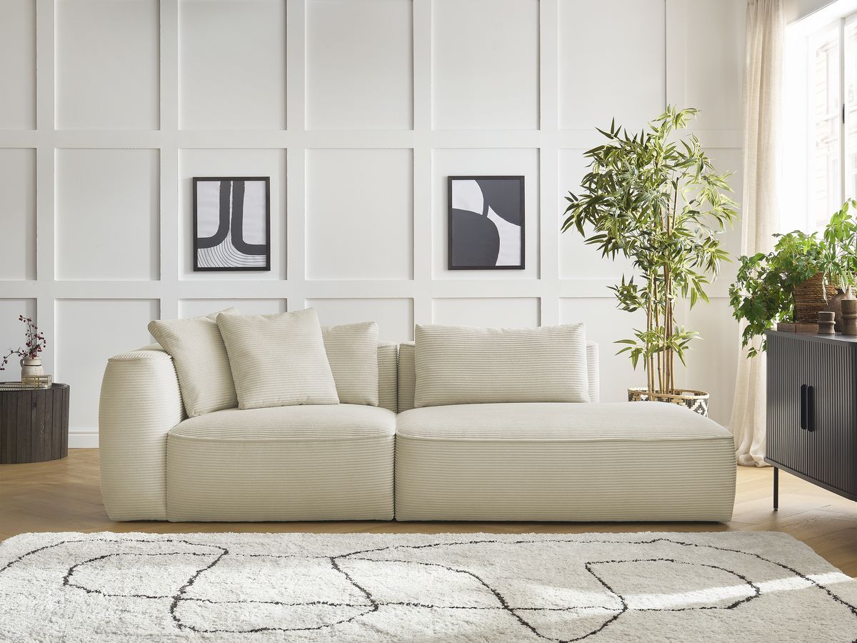 Bobochic Leopold Sofa 3-Sitzer Cordsamt Beige Armlehne links