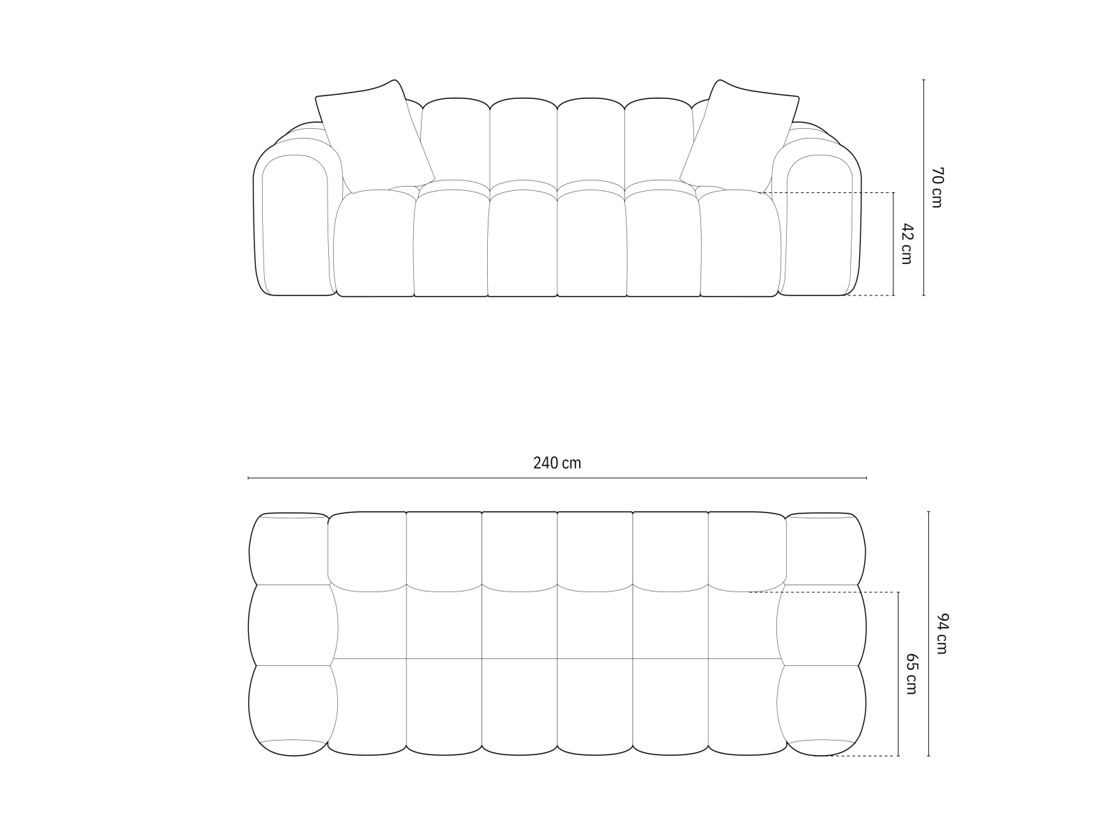 Cosmopolitan Design Sofa Treno 4-Sitzer Samt Bluvel Schwarz