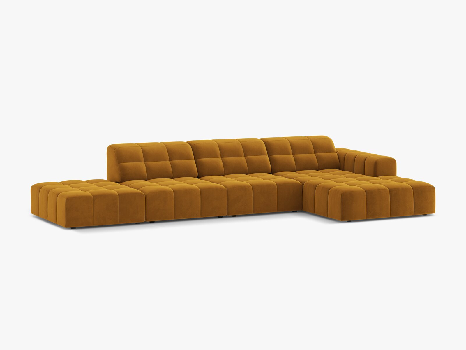 Micadoni Ecksofa Jennifer 5-Sitzer Rechts Samt Bluvel Gelb