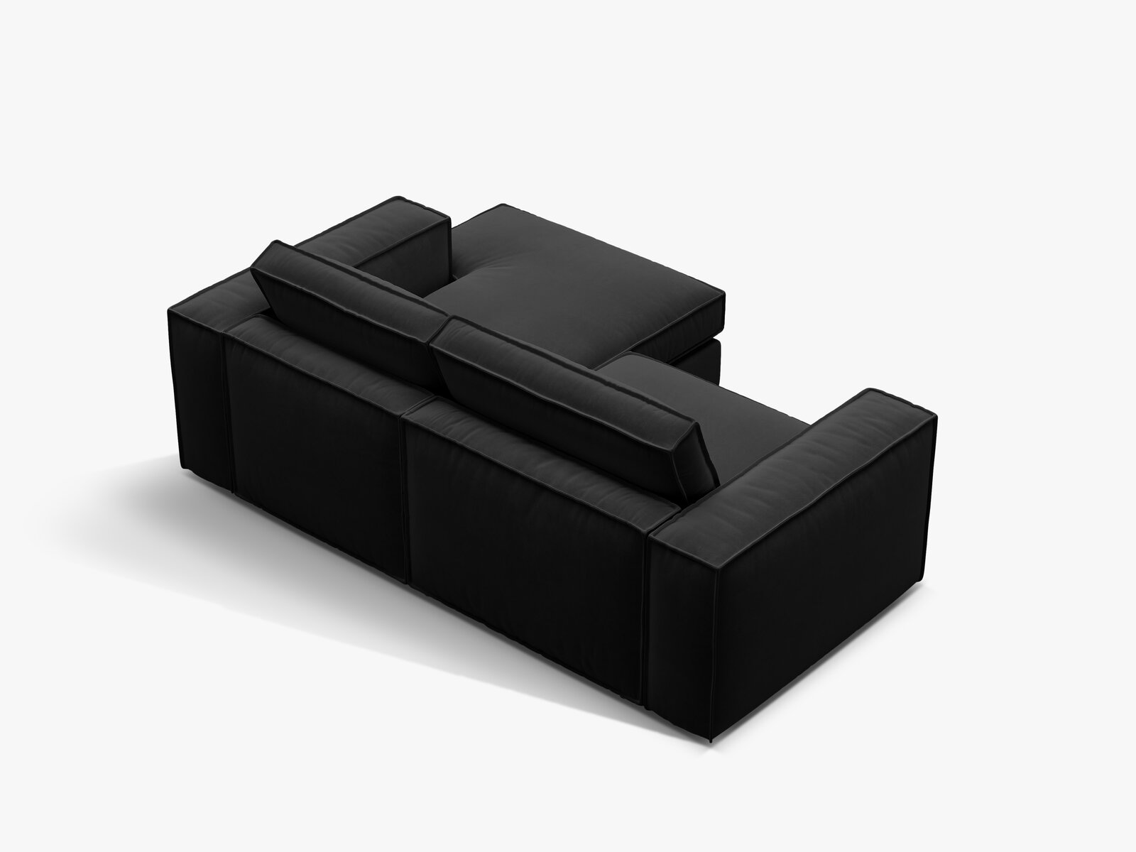 Micadoni modulares Ecksofa Pola 2-Sitzer kleine Version Rechts Samt Salvador Schwarz