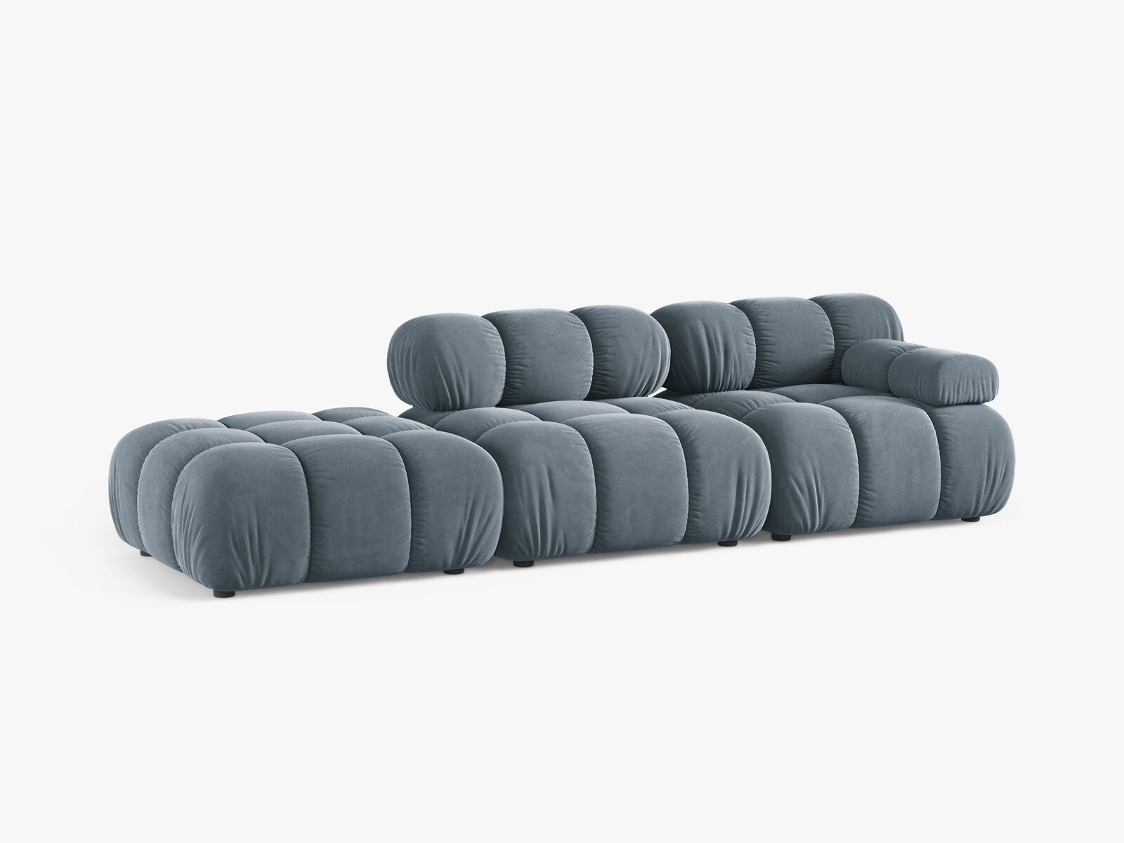 Micadoni Modulares Sofa Bellis 4-Sitzer Links Samt Bluvel Hellblau