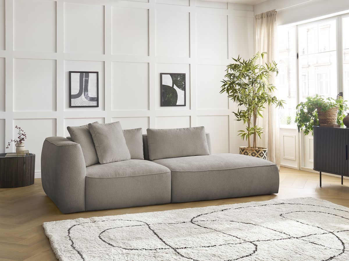 Bobochic Leopold Sofa 3-Sitzer Strukturstoff Taupe Armlehne links