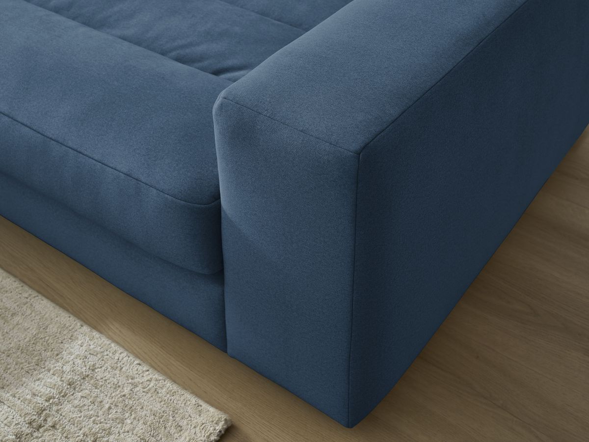 Bobochic Sierra Ecksofa mit Pouf Samt Dunkelblau Ecke links