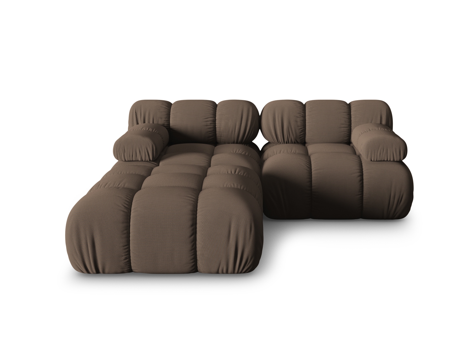 Micadoni Modulares Sofa Bellis 3-Sitzer mit flachem Modul 3D-Stoff Sonic Braun