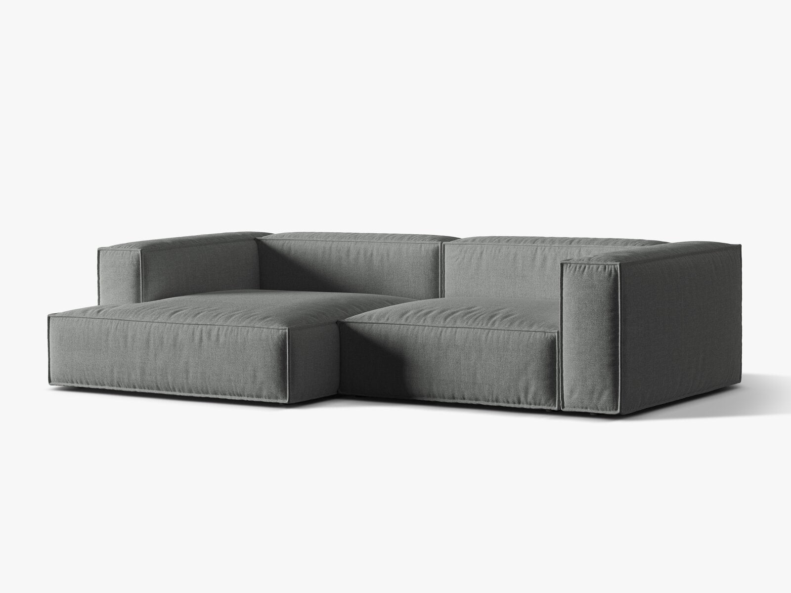 Micadoni Ecksofa Nuria 4-Sitzer Links Strukturierter Stoff Grau