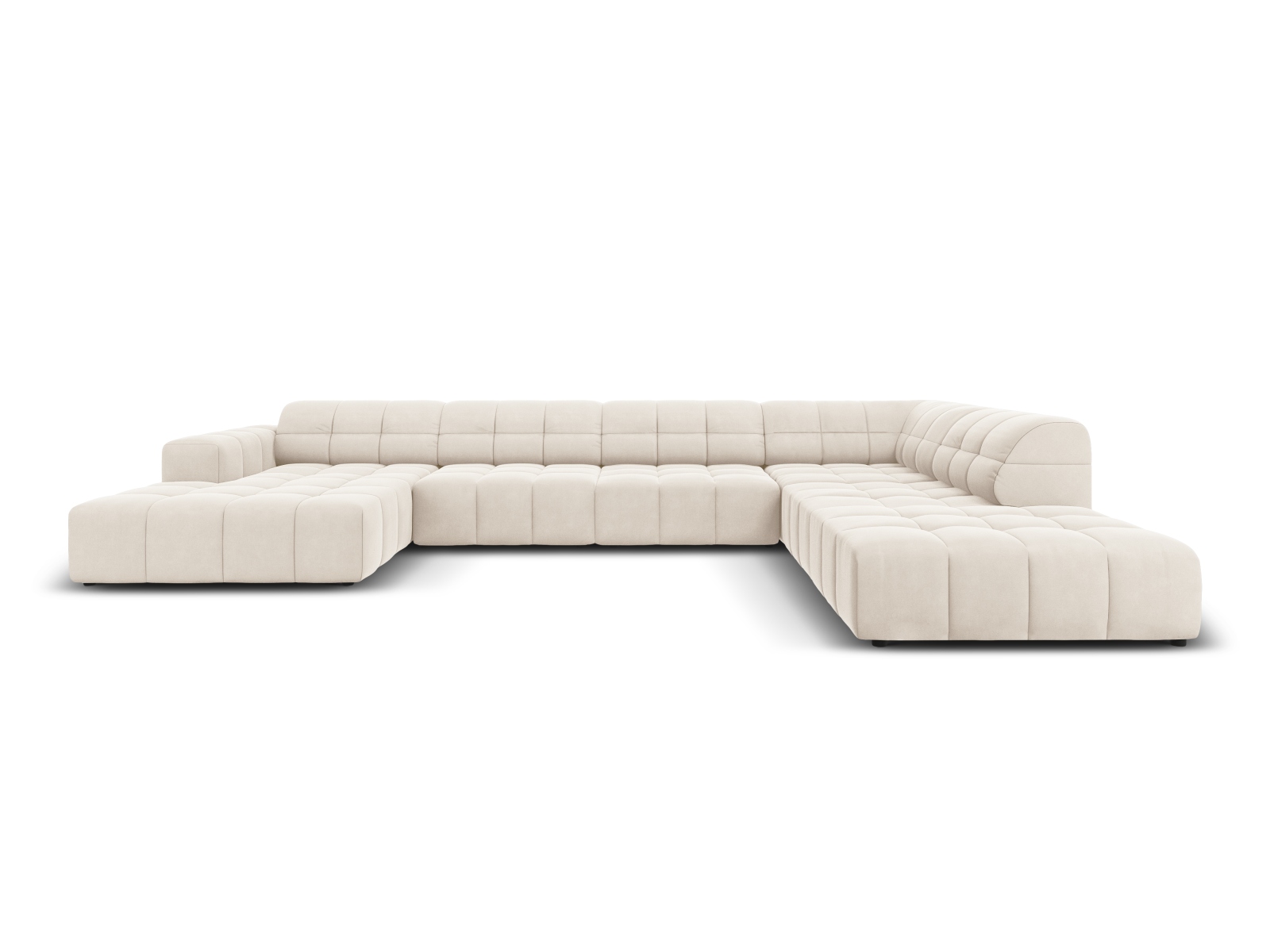 Cosmopolitan Design Panoramasofa Chicago 7-Sitzer Samt Bluvel Helles Beige Rechts