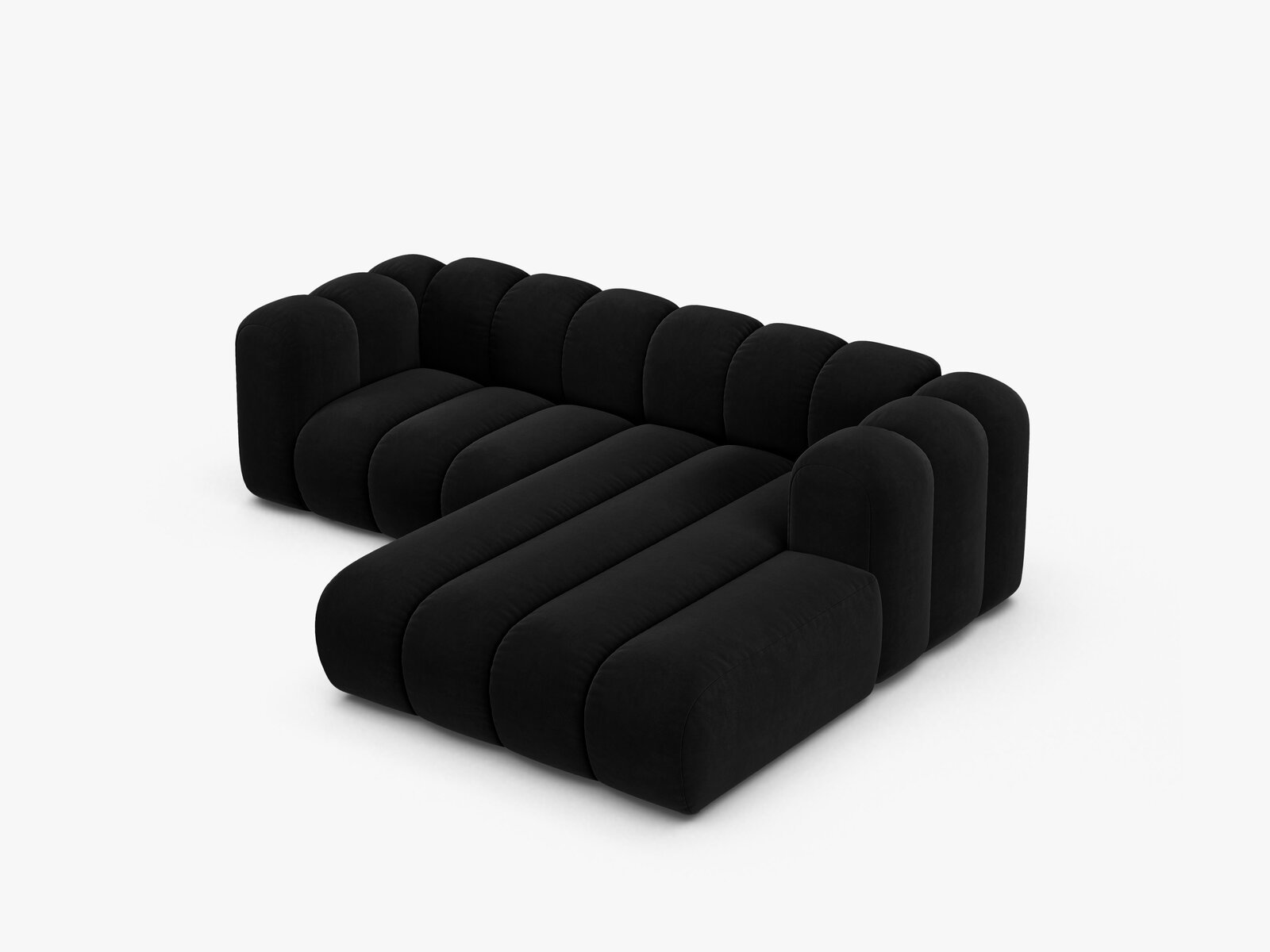 Micadoni Modulares Ecksofa Lupine 3-Sitzer Rechts Samt Salvador Schwarz