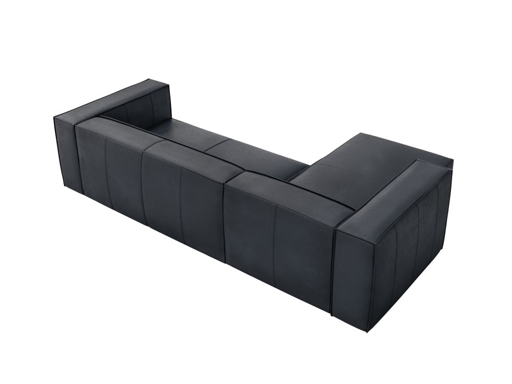 Cosmopolitan Design Ecksofa Turin 5-Sitzer Leder Granada Blau Links