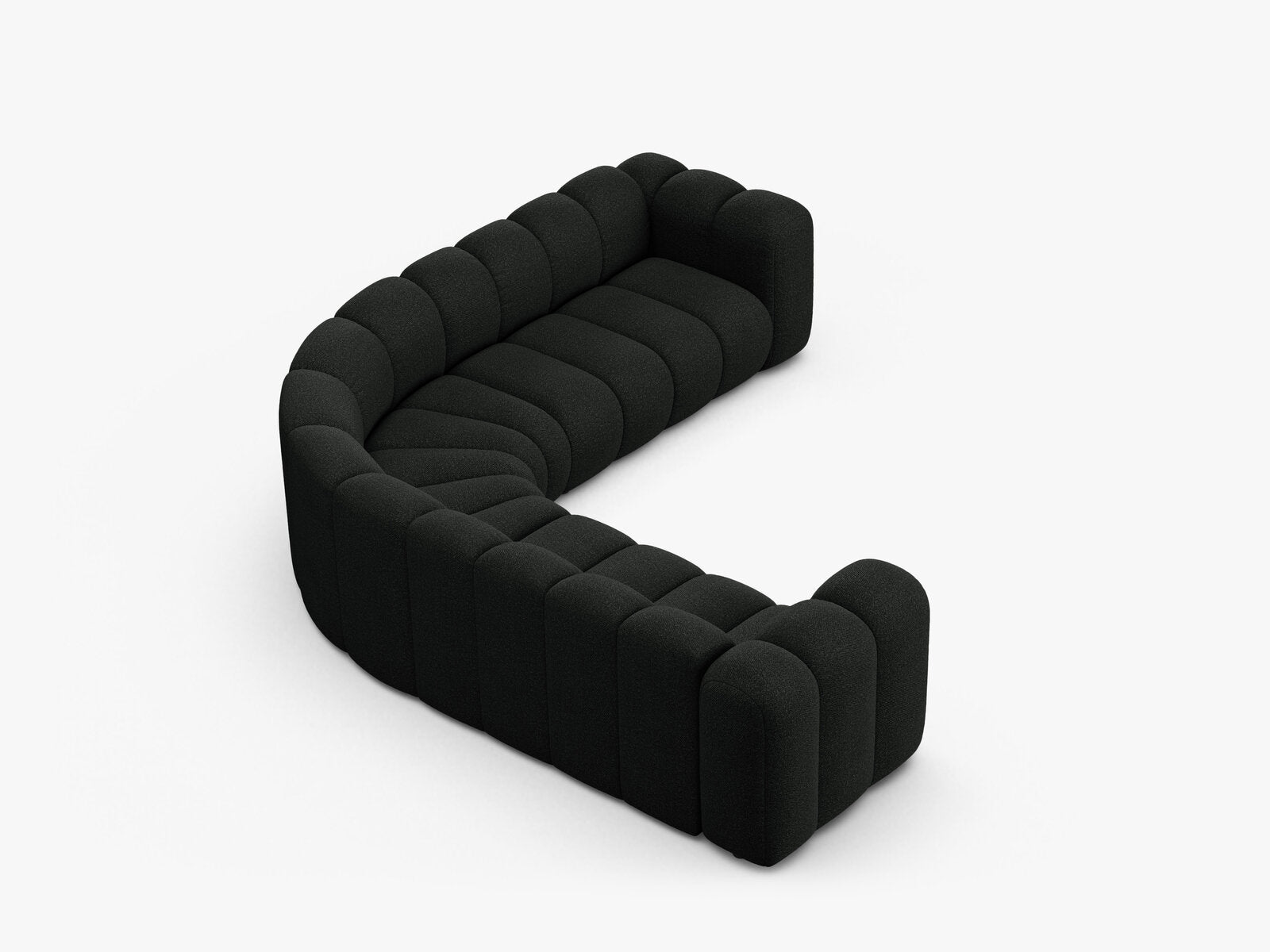 Micadoni symmetrisches Ecksofa Lupine 5-Sitzer mittelgroß Boucle Baloo Schwarz