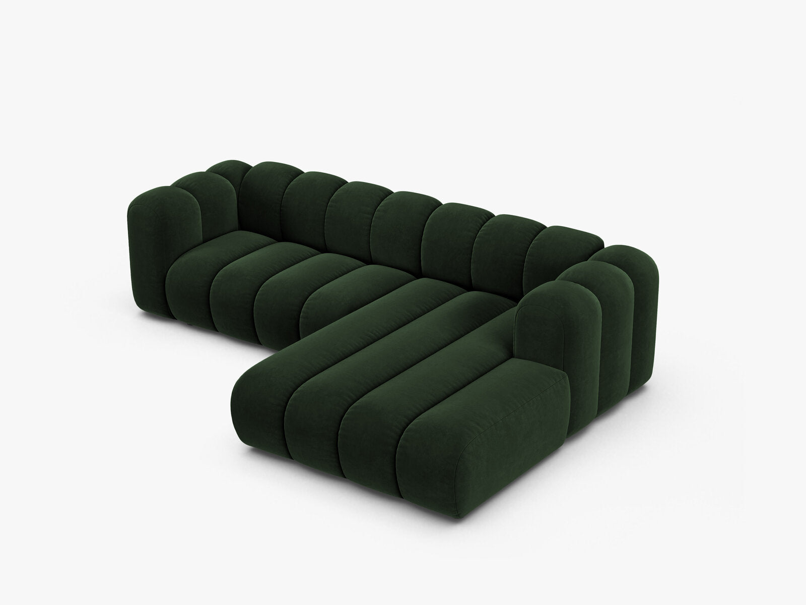 Micadoni Modulares Ecksofa Lupine 4-Sitzer mittelgroß Samt Venus Flaschengrün Rechts