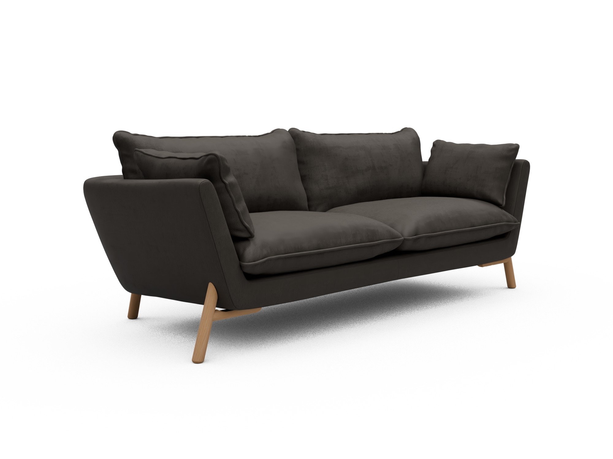 Skandi Home Sofa Emil Soft 3-Sitzer Beinfarbe Eiche Natur Cordufine-Taupe moebelfaktor