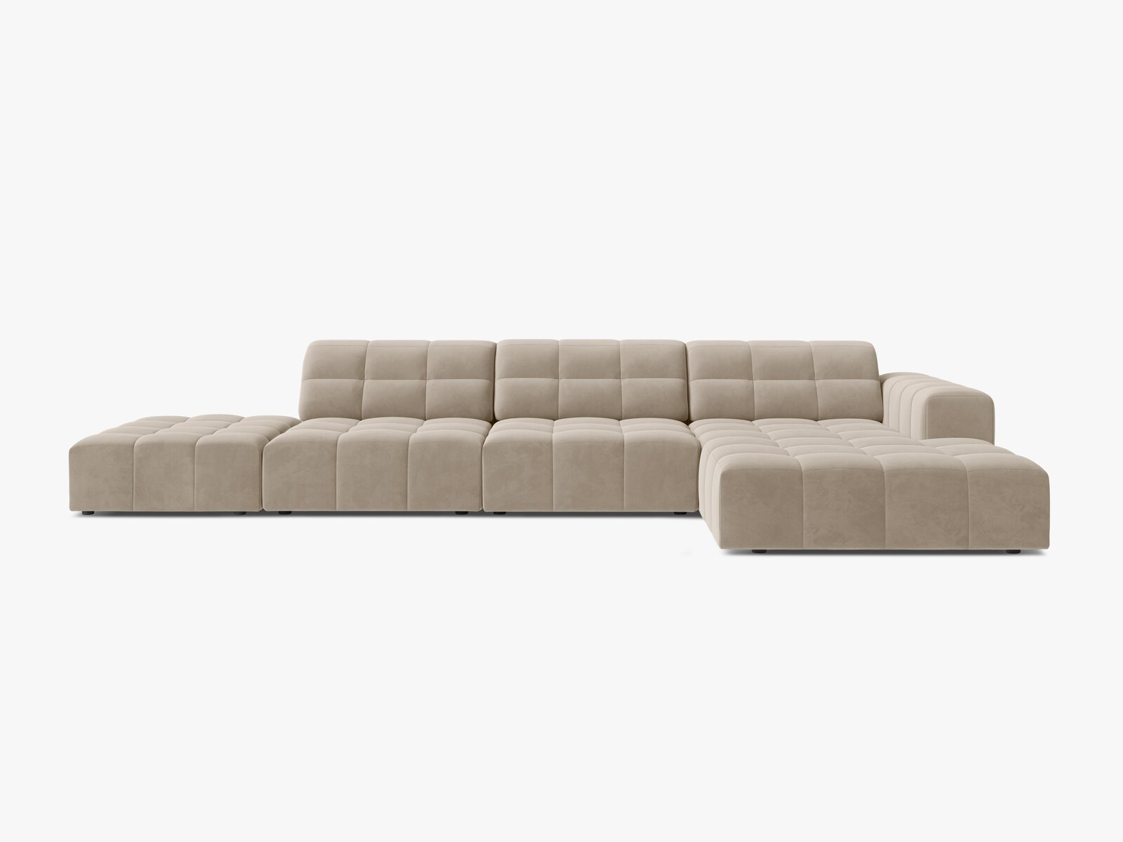 Micadoni Ecksofa Jennifer 5-Sitzer Rechts Samt Bluvel Dunkelbeige