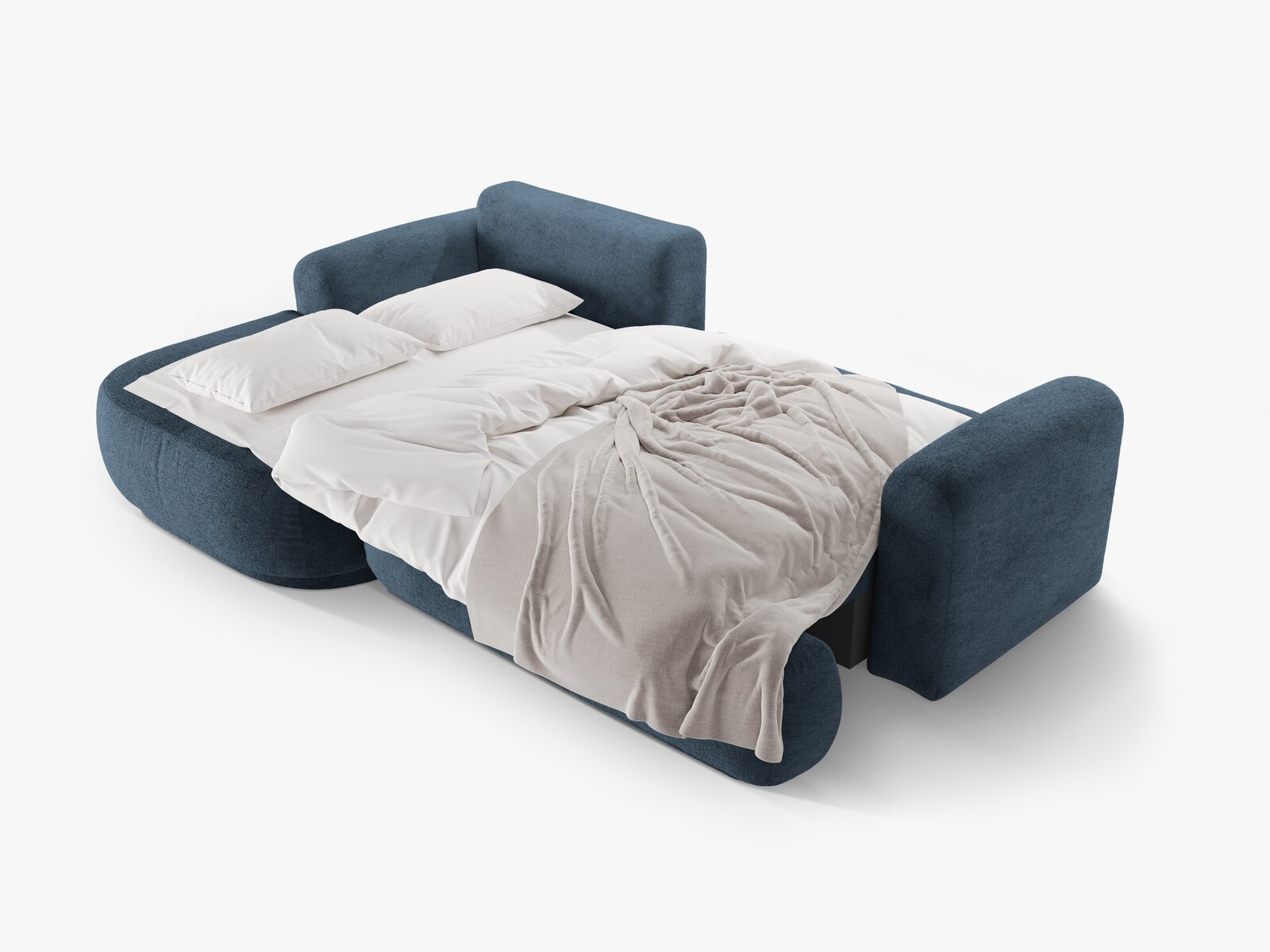 Micadoni Ella Ecksofa 5-Sitzer mit Schlaffunktion Links Strukturierter Stoff Sorella Dunkelblau
