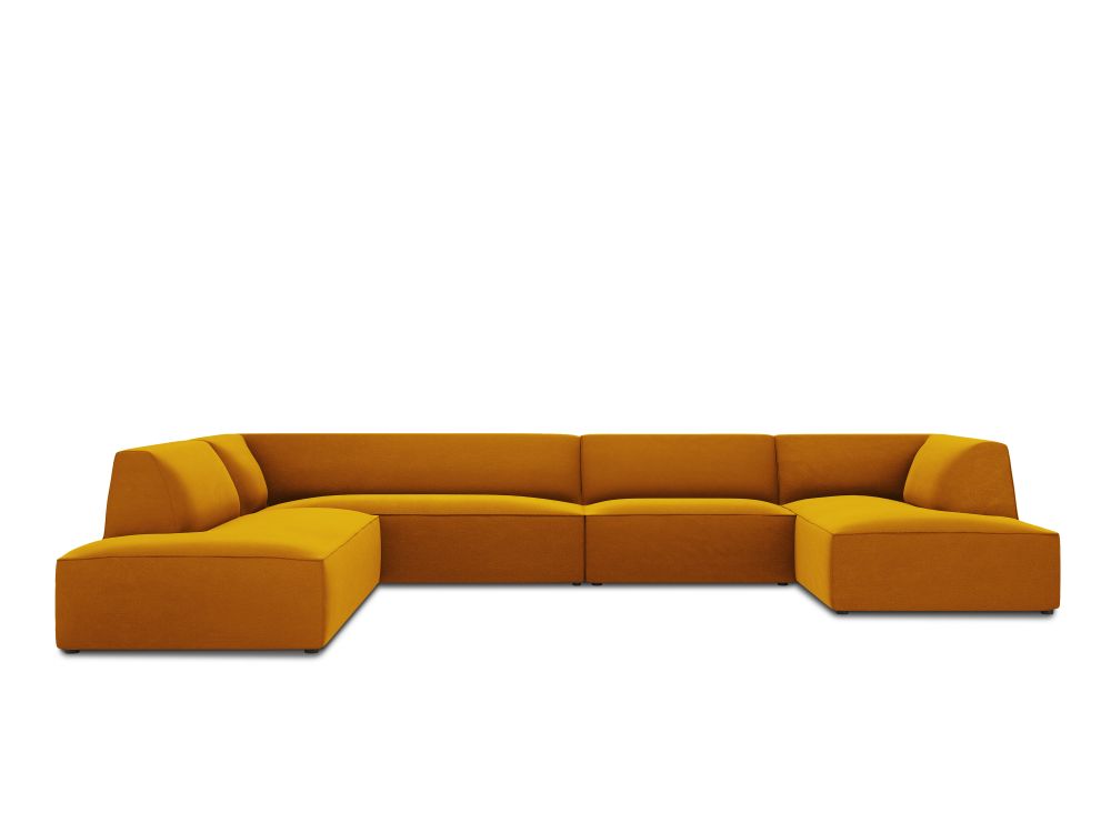 Cosmopolitan Design Panoramasofa Siena 7-Sitzer Samt Salvador Gelb Links